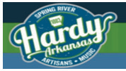 Hardy Arkansas logo with Spring River theme.