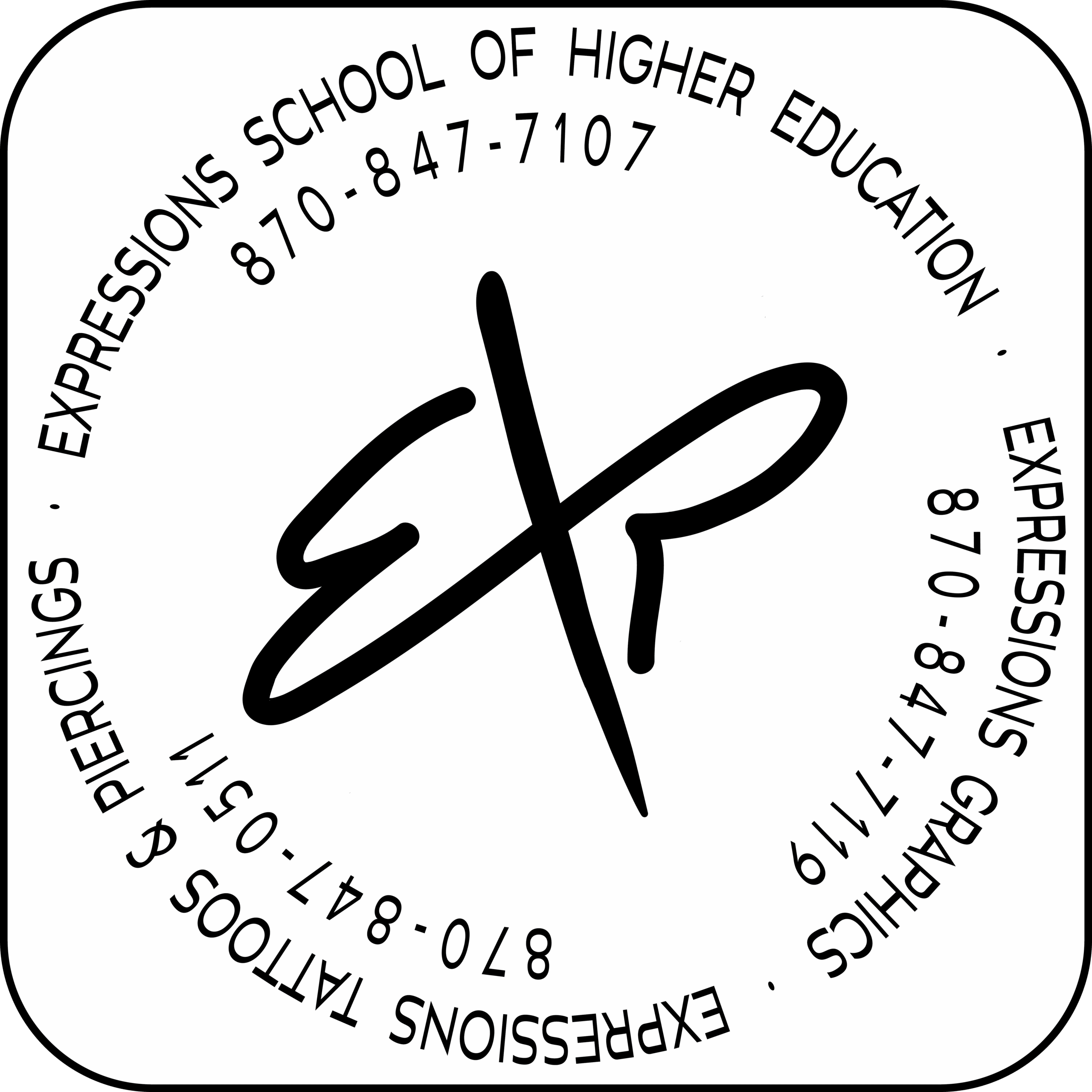 exp trifecta Expressions graphics and higher education logo.