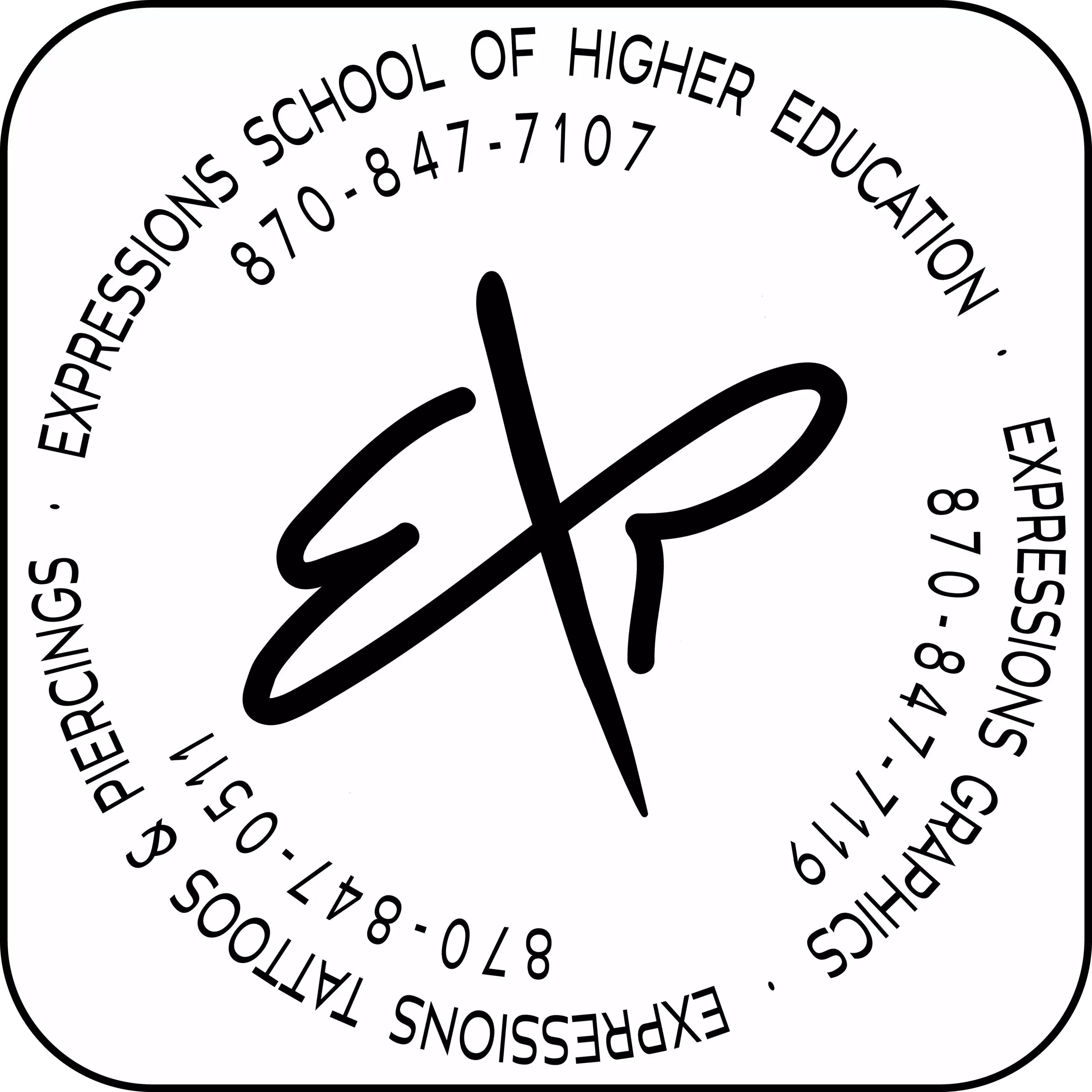exp trifecta Expressions graphics and higher education logo.