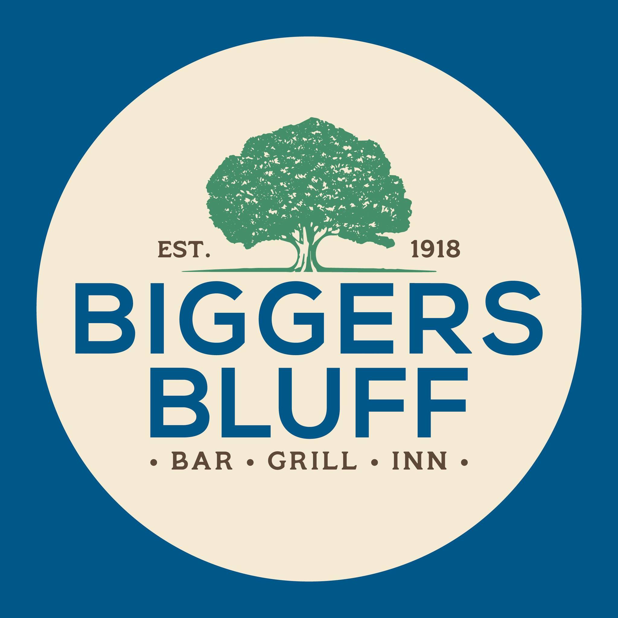 biggersbluff Biggers Bluff logo, bar grill inn, est. 1918