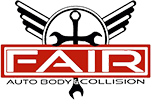 fairautobody Fair Auto Body and Collision logo, wings and wrench.
